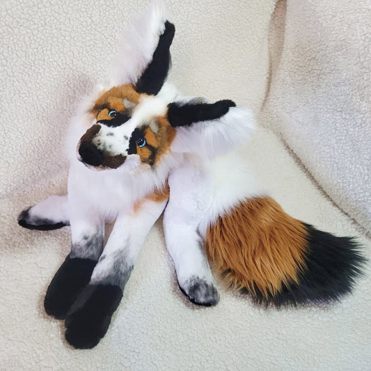 Moose the Piebald Fox - Handmade Plush - One of a Kind Stuffed Animal