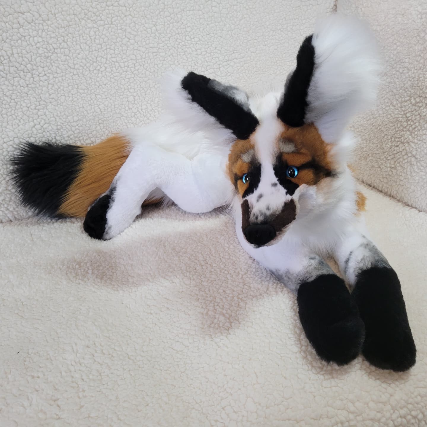 Moose the Piebald Fox - Handmade Plush - One of a Kind Stuffed Animal