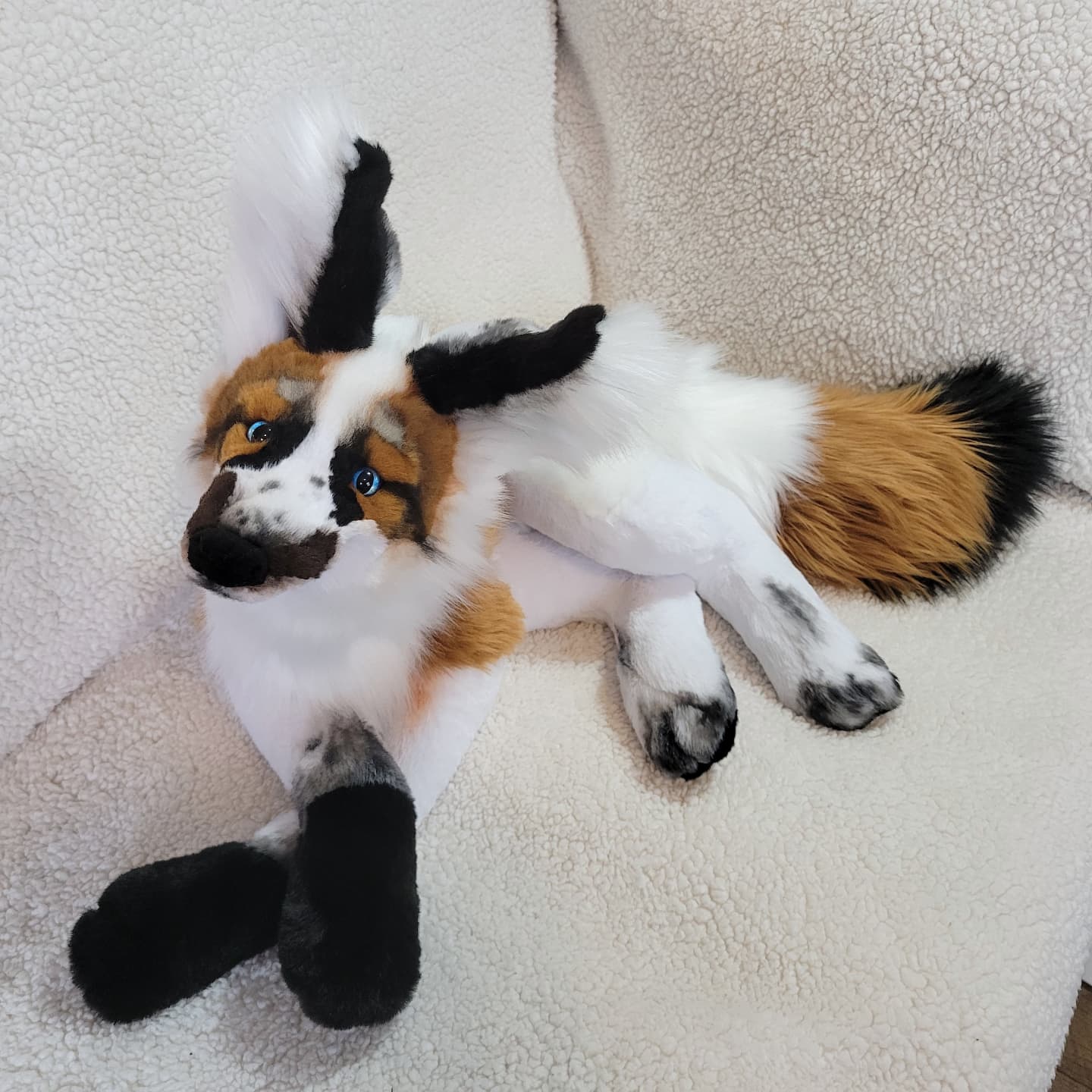 Moose the Piebald Fox - Handmade Plush - One of a Kind Stuffed Animal