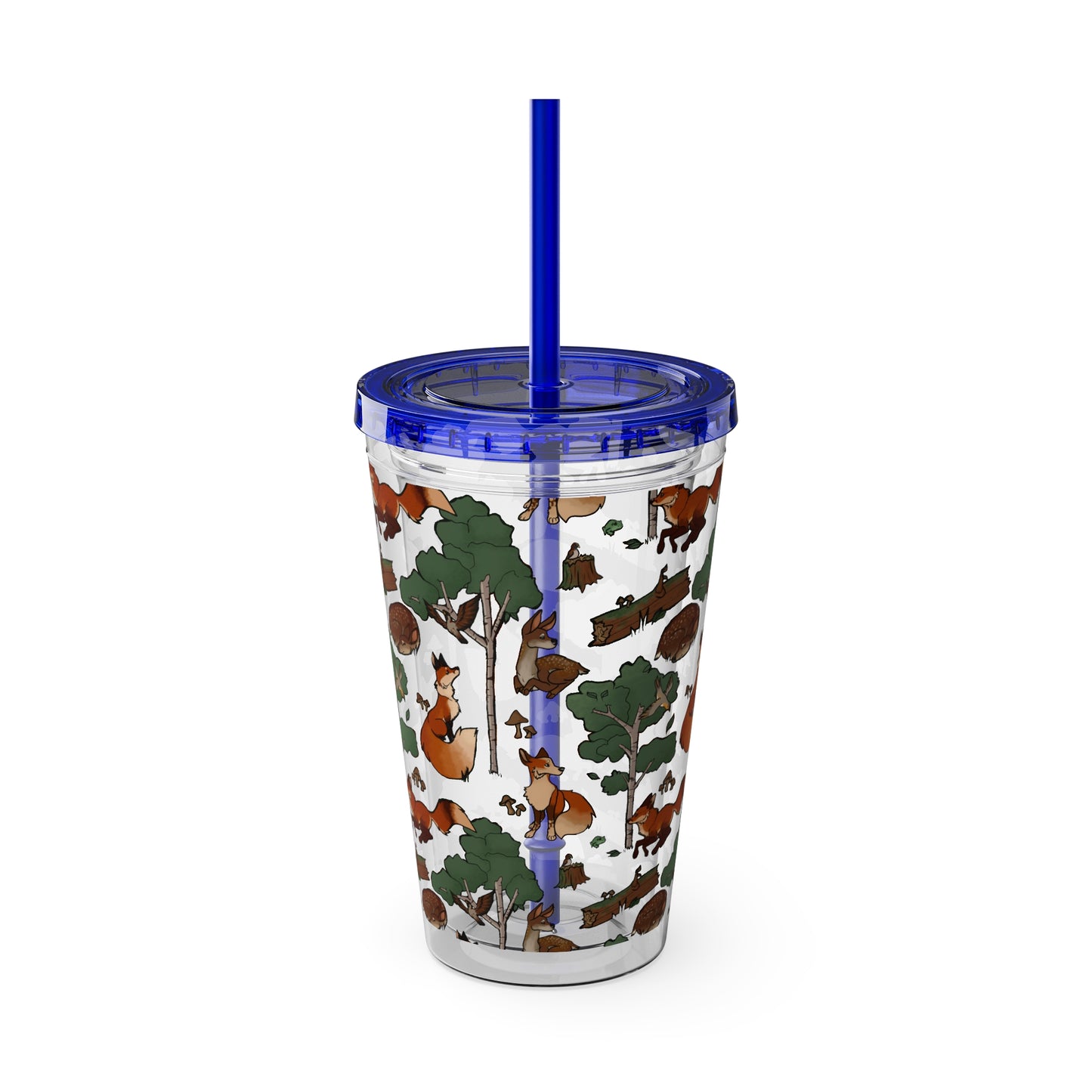 Foxes and Deer Sunsplash Tumbler with Straw, 16oz