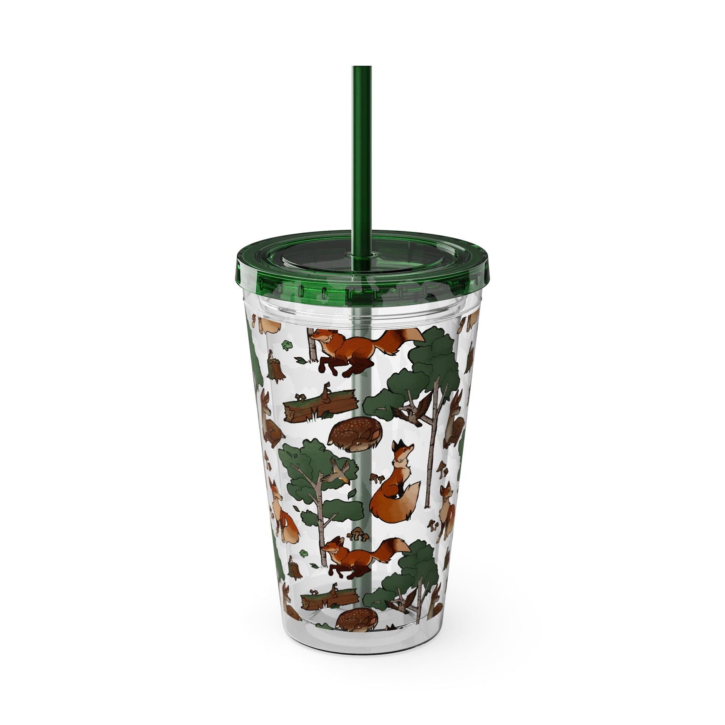 Foxes and Deer Sunsplash Tumbler with Straw, 16oz