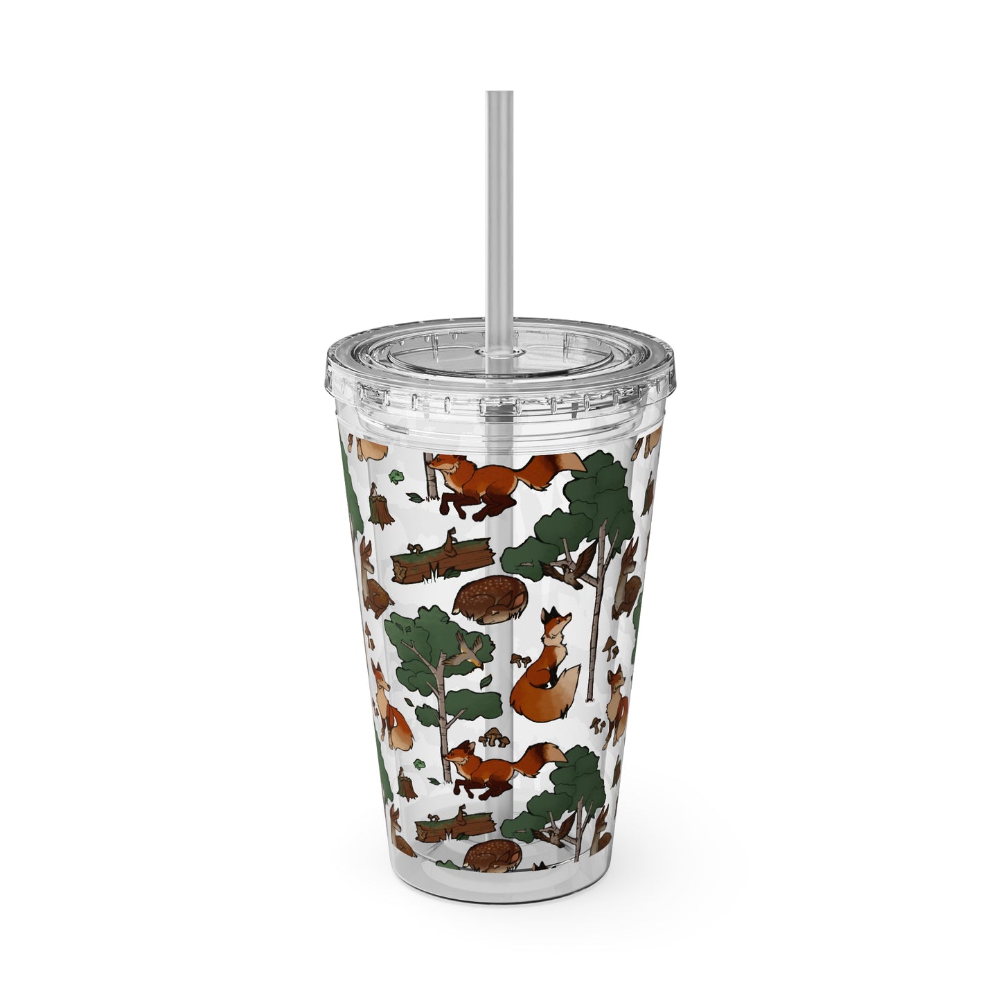 Foxes and Deer Sunsplash Tumbler with Straw, 16oz