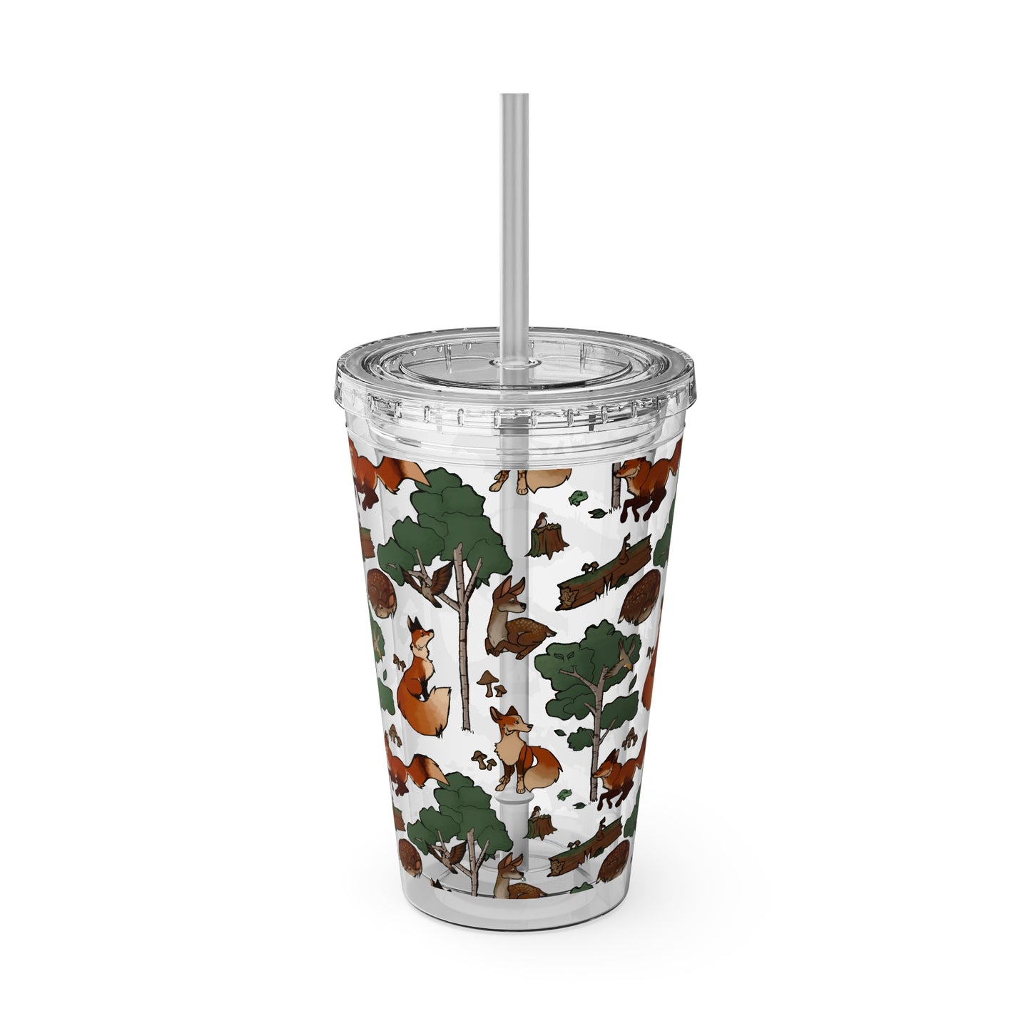 Foxes and Deer Sunsplash Tumbler with Straw, 16oz