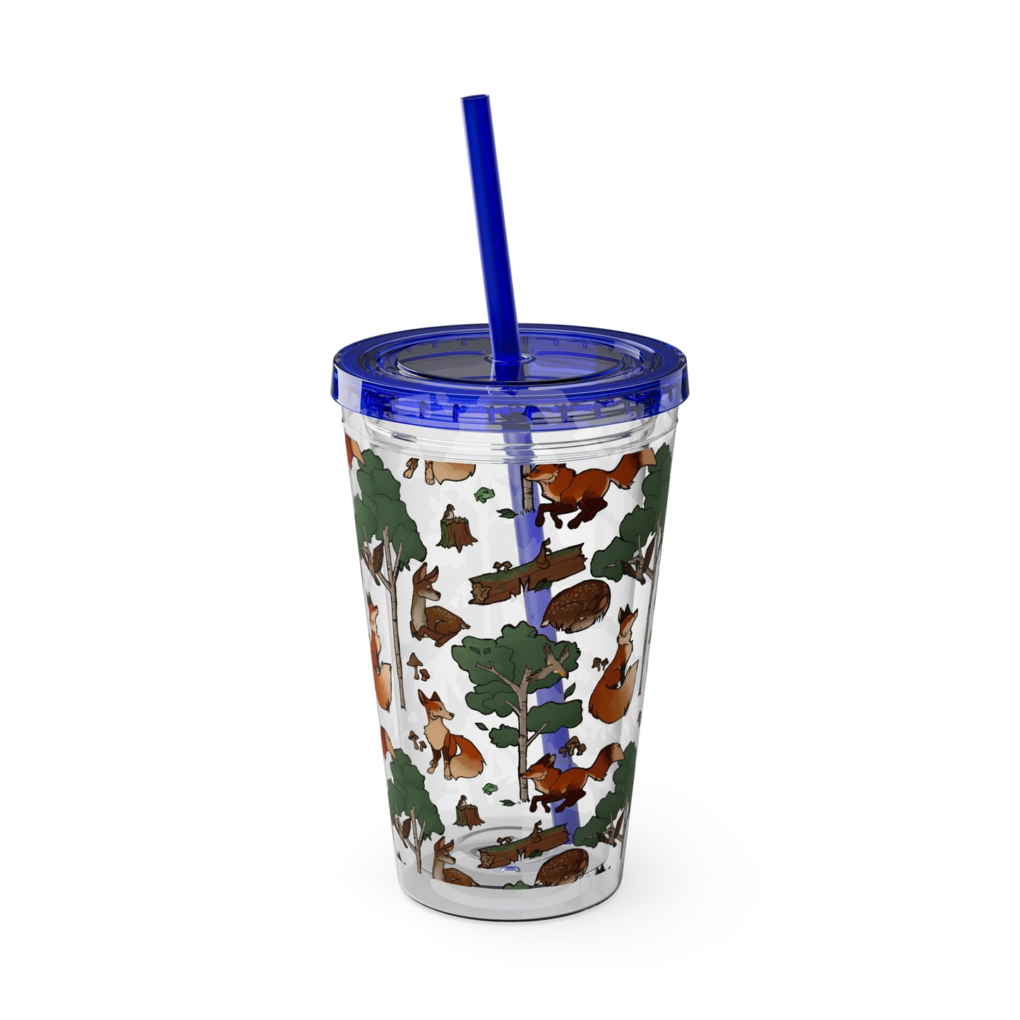 Foxes and Deer Sunsplash Tumbler with Straw, 16oz