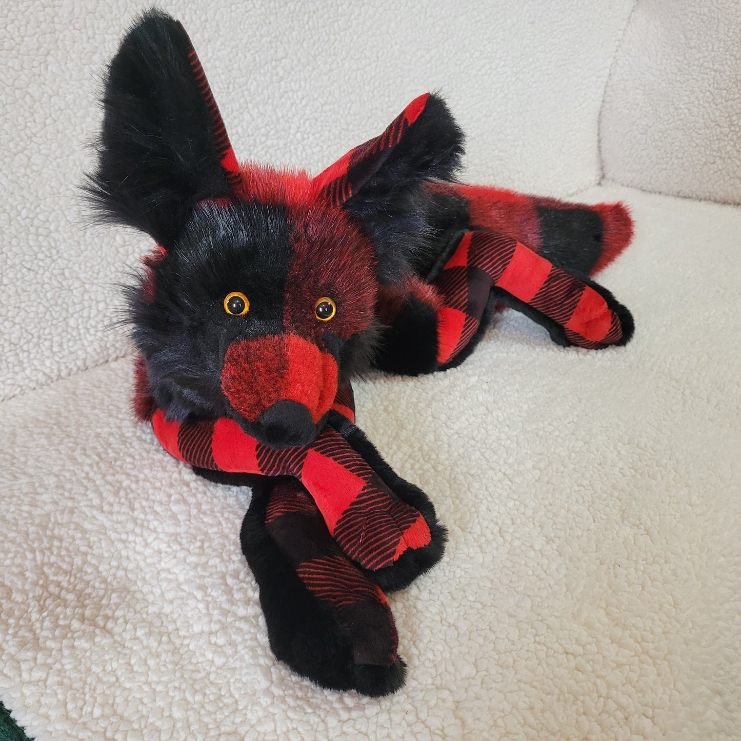 Checkers the Plaid Plush - Handmade Plush - One of a Kind Stuffed Animal