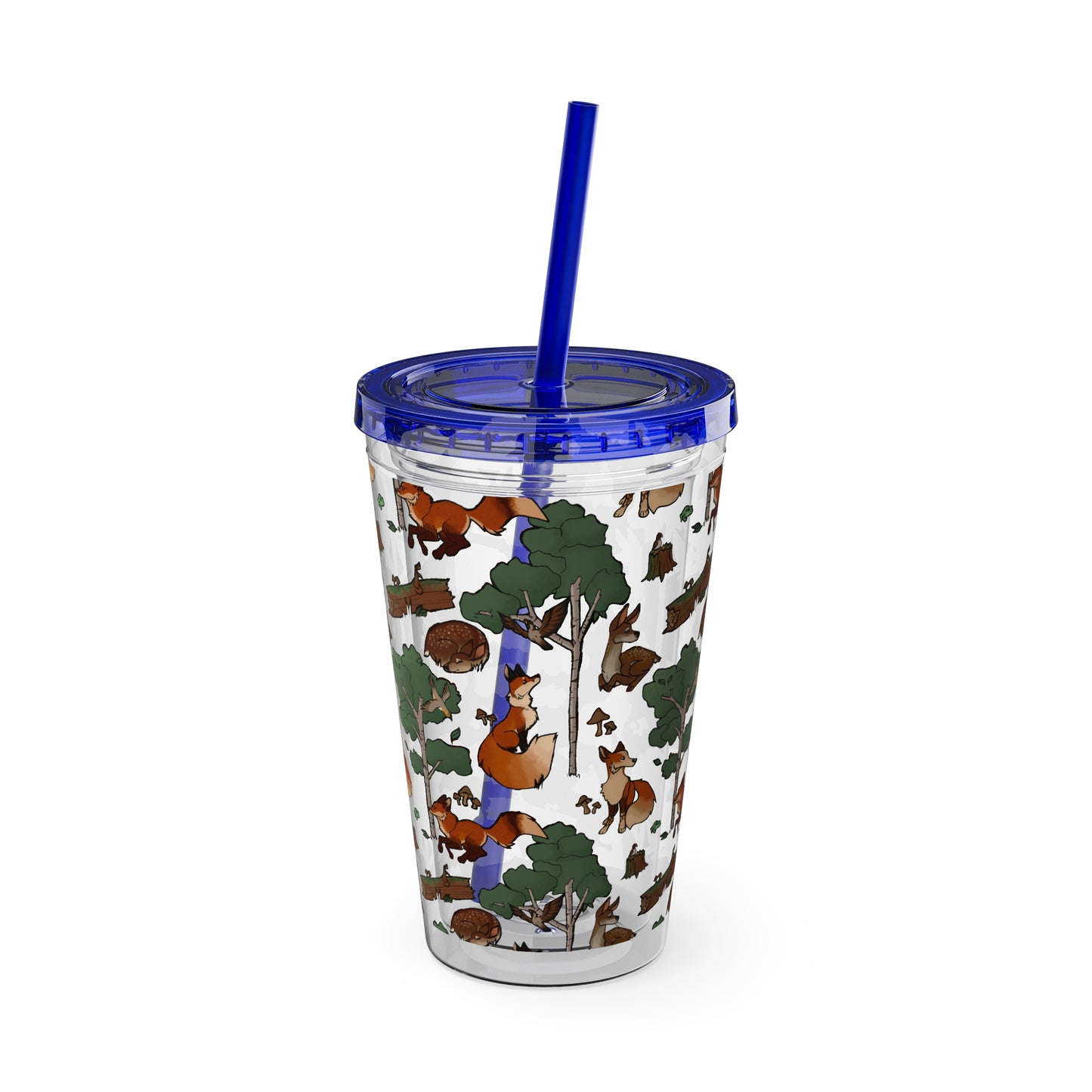 Foxes and Deer Sunsplash Tumbler with Straw, 16oz