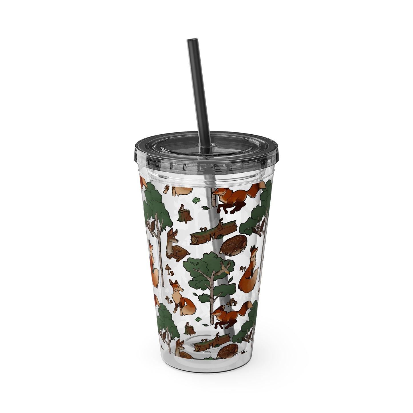 Foxes and Deer Sunsplash Tumbler with Straw, 16oz