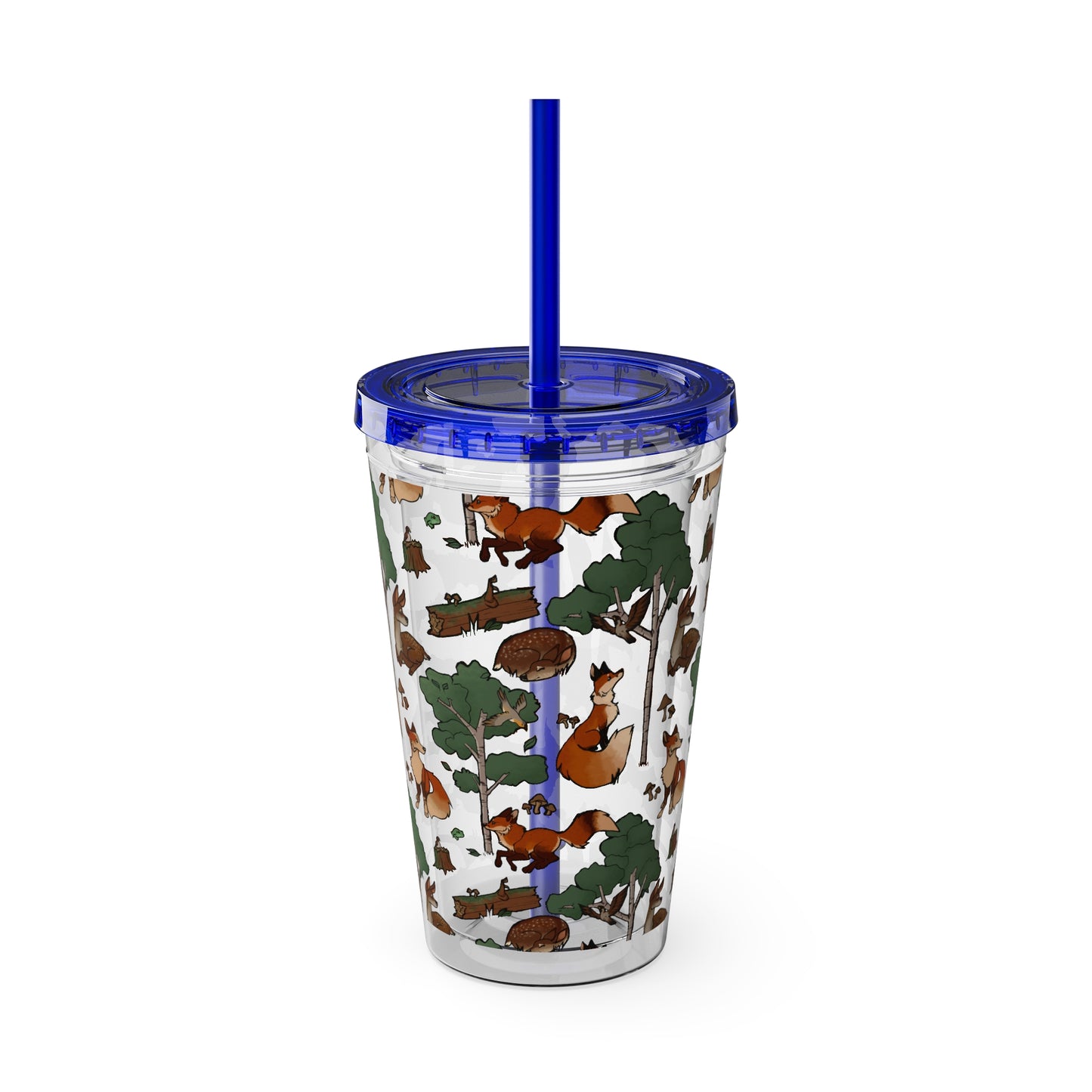 Foxes and Deer Sunsplash Tumbler with Straw, 16oz