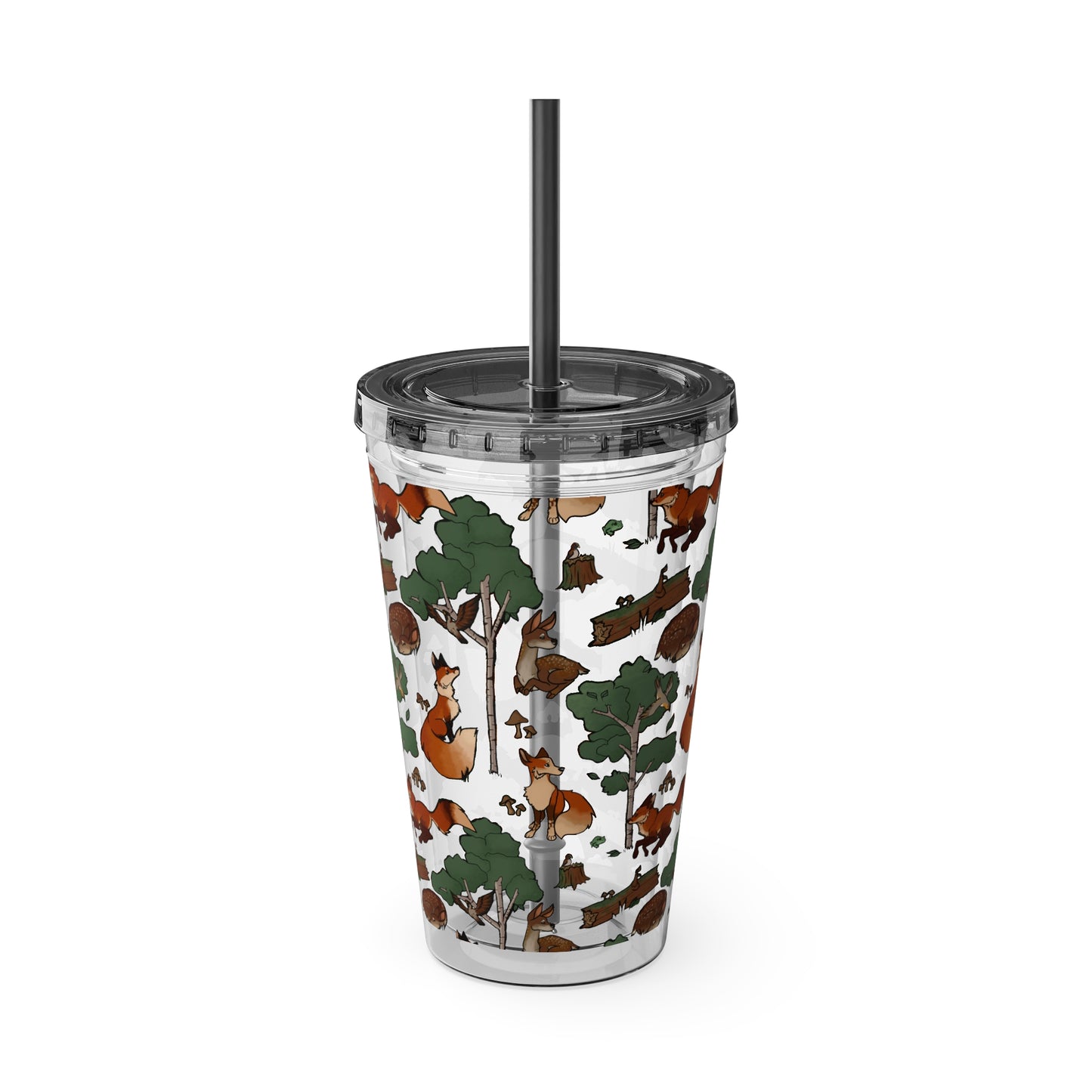 Foxes and Deer Sunsplash Tumbler with Straw, 16oz