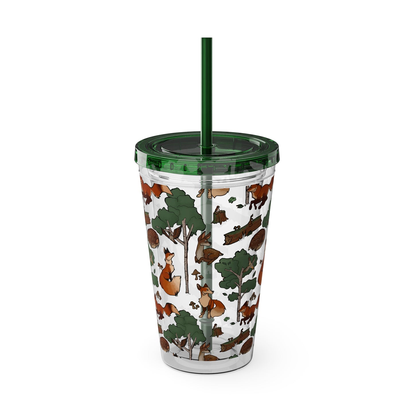 Foxes and Deer Sunsplash Tumbler with Straw, 16oz